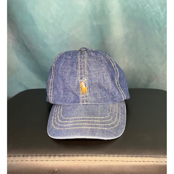Polo Ralph Lauren Kids Blue Denim Baseball Cap Adjustable Pony Logo Hat - Picture 1 of 7